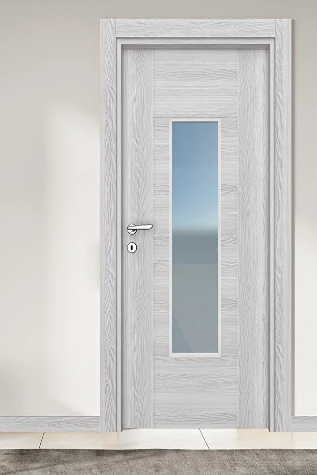 MELAMİN MODERN İVRİZ CAMLI ODA KAPISI, 86/204/9-13 CM